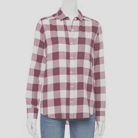SO Kohls Mauve Buffalo Plaid Button Favorite Shirt Size Large - Picture 1 of 6